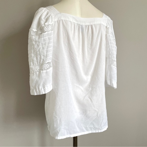 VINTAGE German White Lace Puffy Sleeve Boho Peasant Milkmaid Top - S/M - Picture 8 of 8